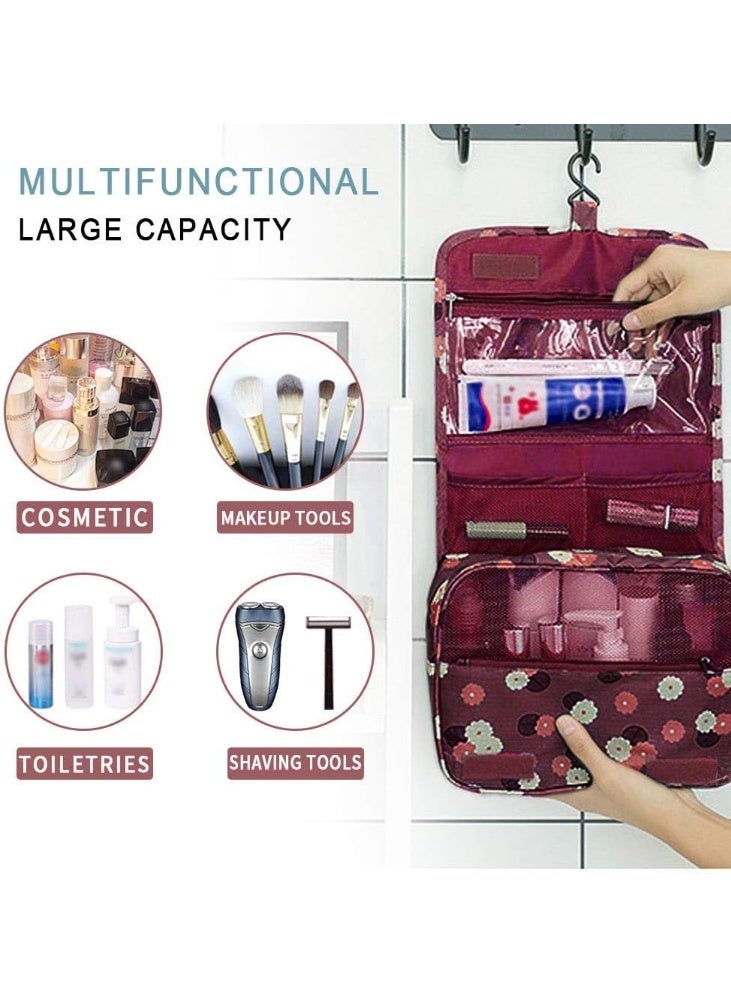 حقيبة أدوات الزينة للسفر قابلة للطي، حقائب سفر محمولة مقاومة للماء، منظم حقيبة مستحضرات التجميل للسفر متعدد الوظائف مع خطاف تعليق - Image 3