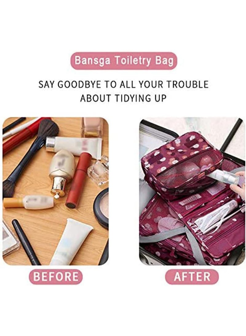 حقيبة أدوات الزينة للسفر قابلة للطي، حقائب سفر محمولة مقاومة للماء، منظم حقيبة مستحضرات التجميل للسفر متعدد الوظائف مع خطاف تعليق - Image 5