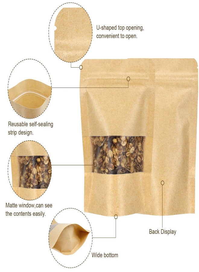 Blisstime Stand Up Pouches, 50 Pack Kraft Paper Bags with Matte Window and Tear Notch Resealable Bags for Small Business Home Use (3.5 X 5.5 Inches) - Image 4