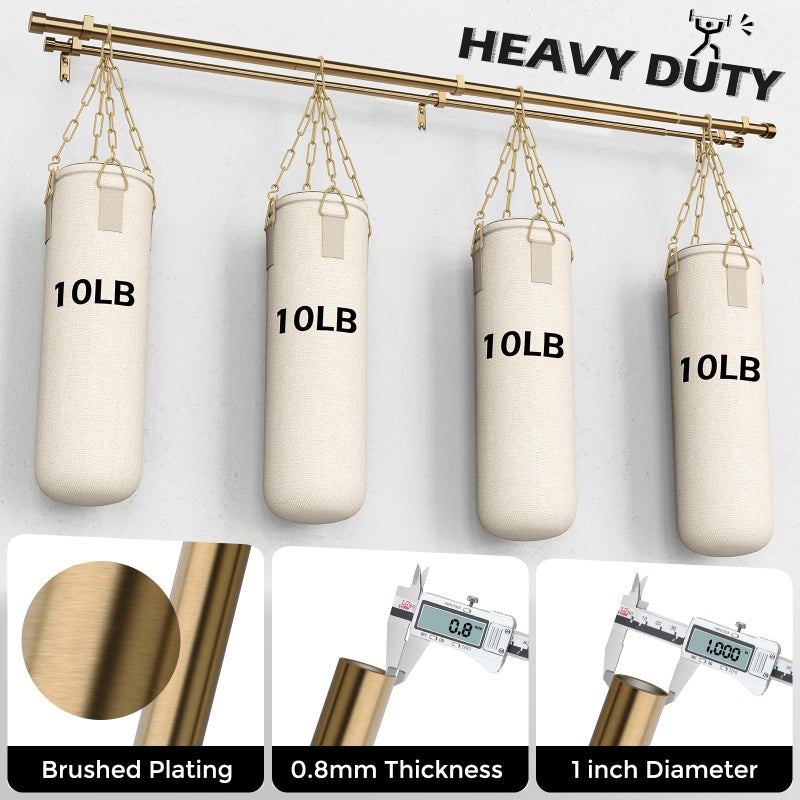 Wolistsa Warm Gold Double Curtain Rod, Brass Dual Curtain Rods for Windows 36 to 72 Inch, 1 Inch Adjustable Heavy Duty Spliced Double Rod, Pro-Plating Process, Aluminium Finials - Image 3