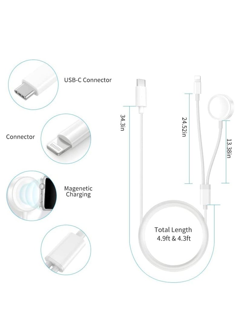 Excefore USB C Watch Charger, Magnetic Charging Cable, 4.9 ft/2m, 2 in 1 iPhone Watch Charger for Apple Watch Series SE/8/7/6/5/4/3/2/1 iPhone 14/13/12/11 Pro/Pro Max/XS Max/XS/XR - Image 3