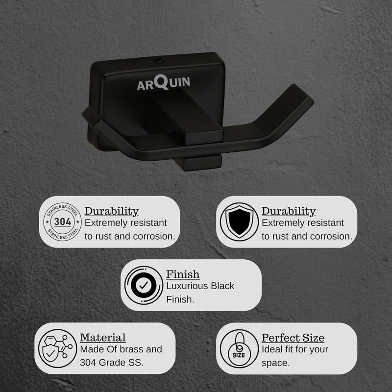 ARQUIN 304 Grade Stainless Steel Black Robe HookRobe HookBathroom Accessories Black Matt - Image 3