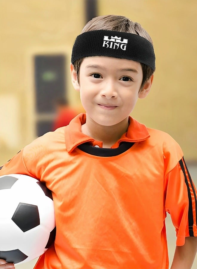 GROIC 3 PCS Sweatband Set Sports Headband Wristband Set NBA James King Logo Cloth Wristband Wrist Sweatband Headbands Set for Basketball, Football, Running, Gym & Exercise - Image 5