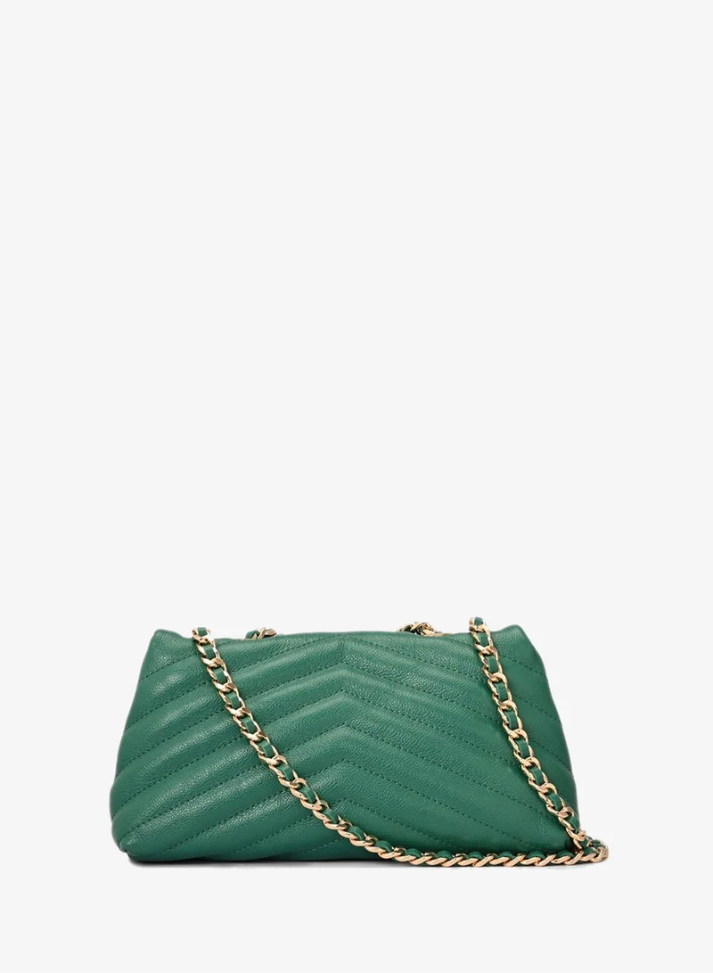 Carmen Steffens  Eucalyptus Green Quilted Leather Bag with Metal Application for Women | Best Price UAE