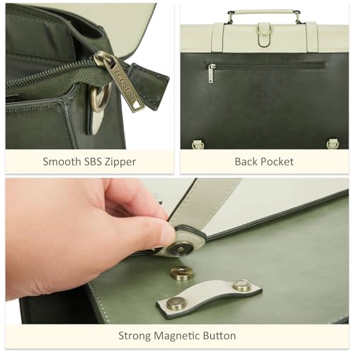 ECOSUSI Laptop Bag for Women Vegan Leather Messenger Purse Fashion Briefcase Backpack 15.6 inch Computer Satchel Handbag - Image 5