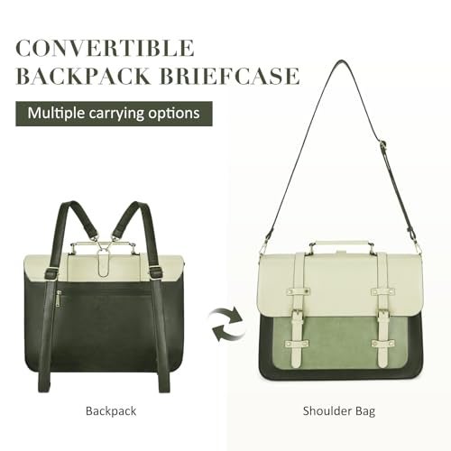 ECOSUSI Laptop Bag for Women Vegan Leather Messenger Purse Fashion Briefcase Backpack 15.6 inch Computer Satchel Handbag - Image 3