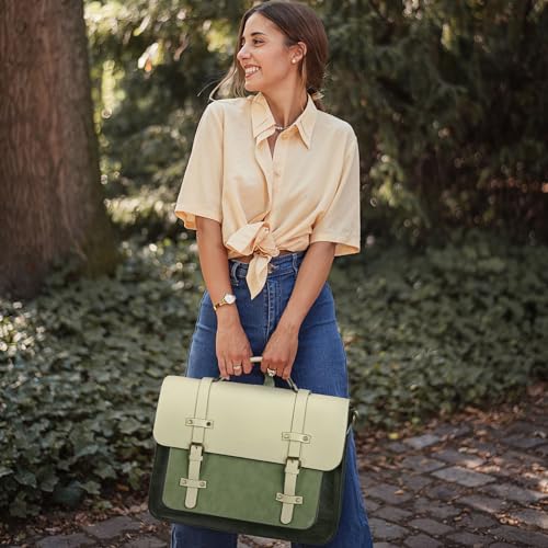 ECOSUSI Laptop Bag for Women Vegan Leather Messenger Purse Fashion Briefcase Backpack 15.6 inch Computer Satchel Handbag - Image 2