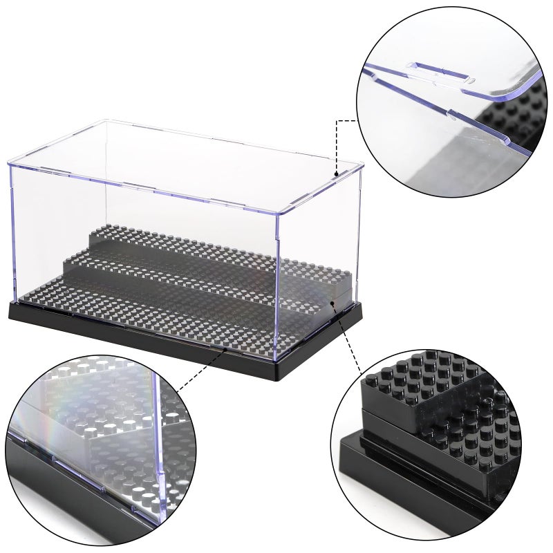 ZEAYEA 2 Pack Display Case for Minifigure Action Figures Blocks, Acrylic Display Box Storage with 3 Movable Steps, Dustproof Showcase for Collection Bricks Blocks Models Minifigures Building, Black - Image 4