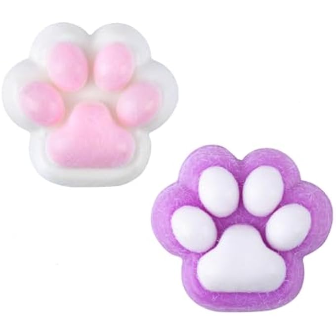 Weenwill Squeeze Toy, 2 Pieces Fluffy Sensory Toy, Anti Stress Taba Squishy Paw, Cat Paw Squeeze Toy, Cat Paw Squeeze Toy with Balls, Funny, Anti-Stress and Anxiety Relief - Image 1