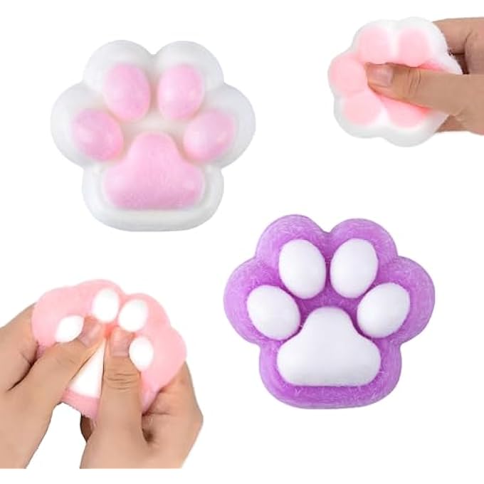 Weenwill Squeeze Toy, 2 Pieces Fluffy Sensory Toy, Anti Stress Taba Squishy Paw, Cat Paw Squeeze Toy, Cat Paw Squeeze Toy with Balls, Funny, Anti-Stress and Anxiety Relief - Image 2