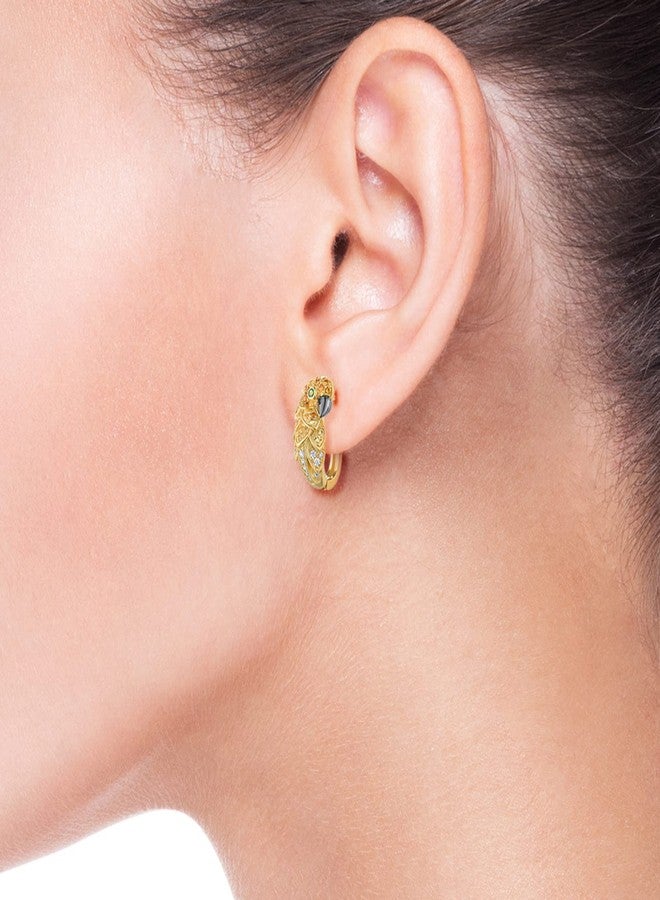 Santuzza 925 Sterling Silver Parrot Drop Earrings Green Spinel Yellow Nano Cubic Zirconia Delicate Birds 14K Gold Plated Dangle Earring - Image 5
