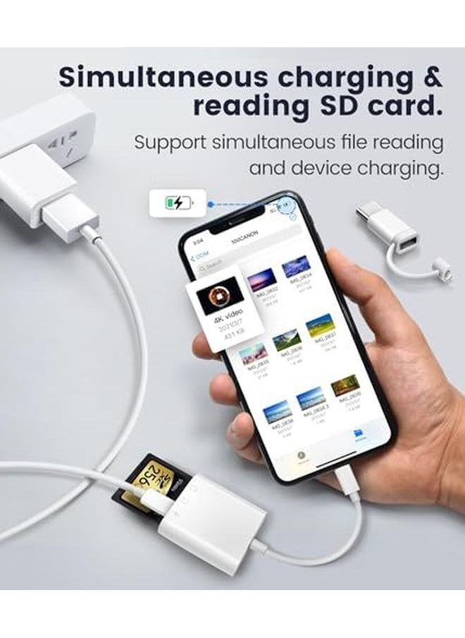 إيروريكس - قارئ بطاقة SD لأجهزة Iphone وipad وTrail Game Camera وقارئ بطاقة SD وقارئ بطاقة ذاكرة مع فتحات بطاقة SD وMicroSD، التوصيل والتشغيل - Image 1