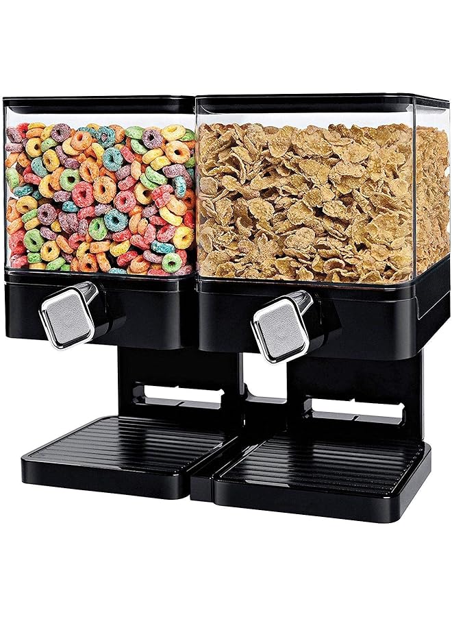 Green Tiger Storage Double Dry Food Snack Container Kitchen Canister Black,Cereal Dispenser[MUFAENS] - Image 1