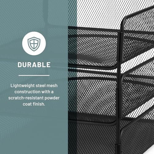 Safco Onyx Desk Organizer, 3 Trays, Office and Classroom Mailbox, Paper and Mail Sorter, Steel Mesh, Black - Image 3