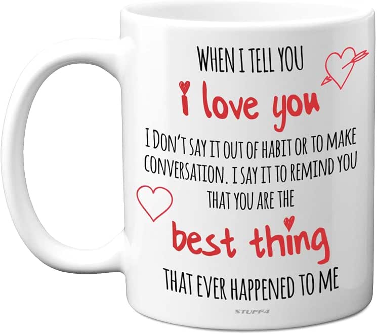 Stuff4 Cute Anniversary Mug for Him Her - I Love You, You are The Best Thing - Romantic Valentines Gift for Boyfriend Girlfriend Husband Wife Partner, 11oz Ceramic Premium Mugs for Him Her