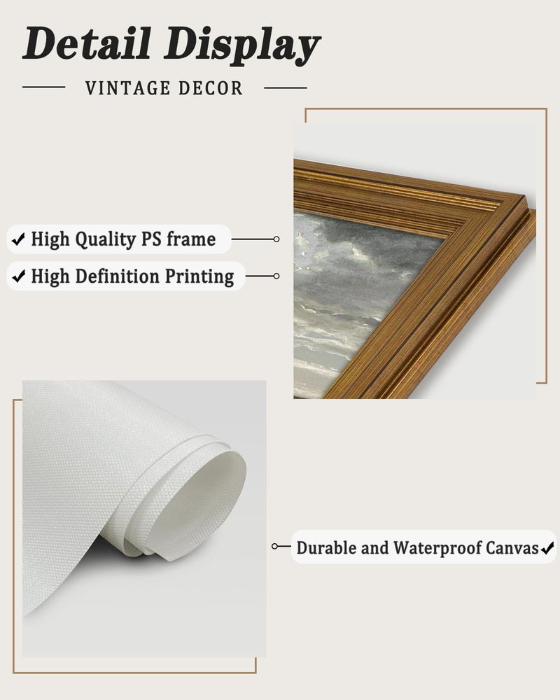 KBKBART Gold Framed Vintage Landscape Wall Art Home Decor, Retro Mountain Vintage Painting Prints, Moody Countryside Farmhouse Landscape Wall Decor, Canvas Wall Art for Living Room Bedroom Home Bathroom Decor(8"x10") - Image 2