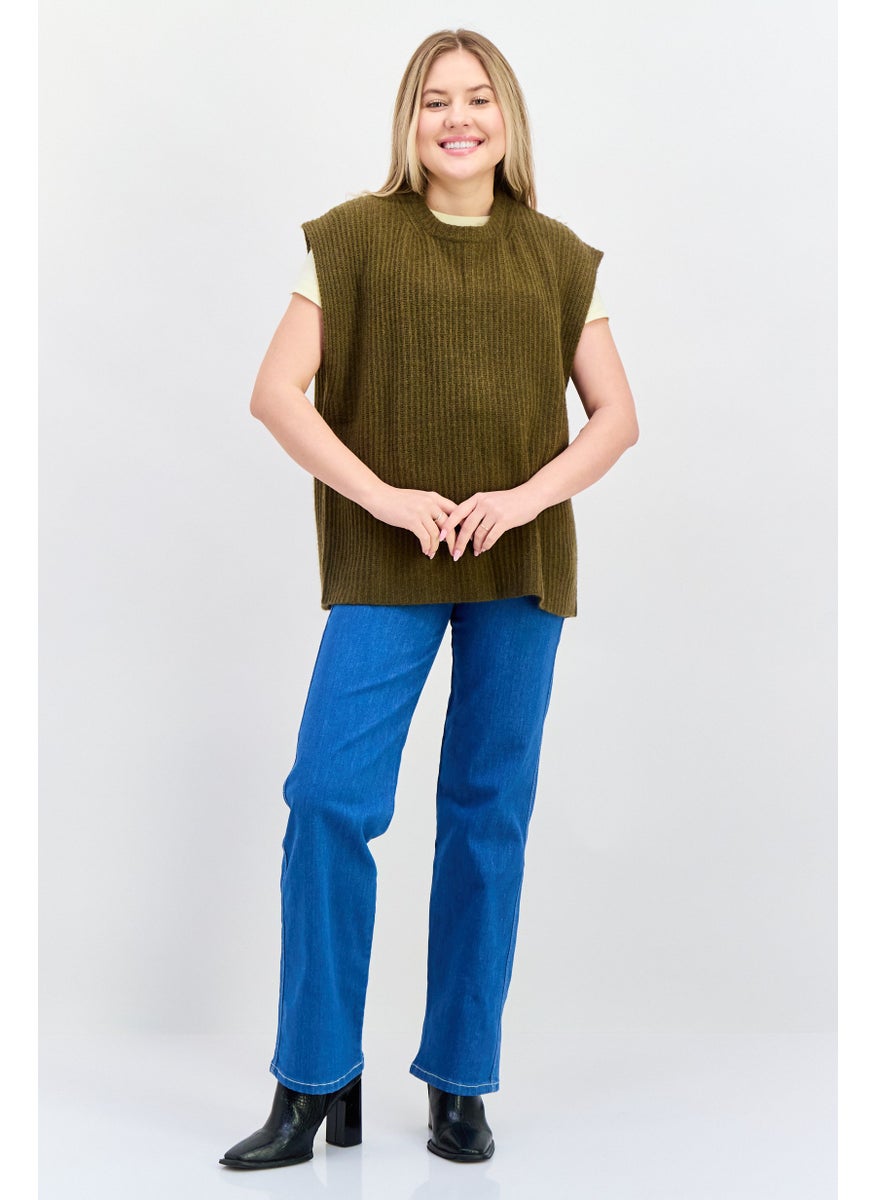 Women Crew Neck Knitted Sweater, Olive - pzsku/ZF7987B44E499C94CA974Z/45/_/1738764973/d858efce-2297-45c2-ab92-0631ff7fe43b