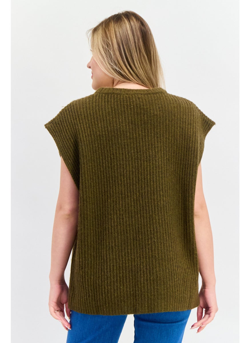 Women Crew Neck Knitted Sweater, Olive - pzsku/ZF7987B44E499C94CA974Z/45/_/1738764991/f4efa09c-aafa-4cf5-8851-6ae16d04cd24