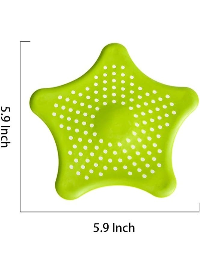 4PCS Star Shaped Drain Cover Filter – Kitchen and Bathroom Sink Hair Catcher with Suction Cups, Perforated Anti-Clogging Design for Bathtub, Shower and Floor Drain, Multi-Color Set - Image 5