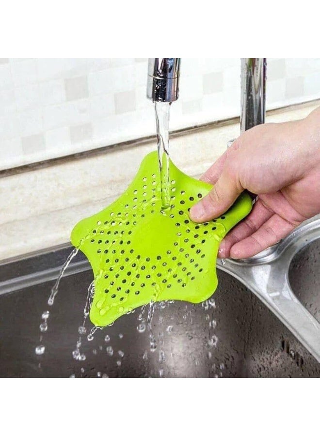 4PCS Star Shaped Drain Cover Filter – Kitchen and Bathroom Sink Hair Catcher with Suction Cups, Perforated Anti-Clogging Design for Bathtub, Shower and Floor Drain, Multi-Color Set - Image 3