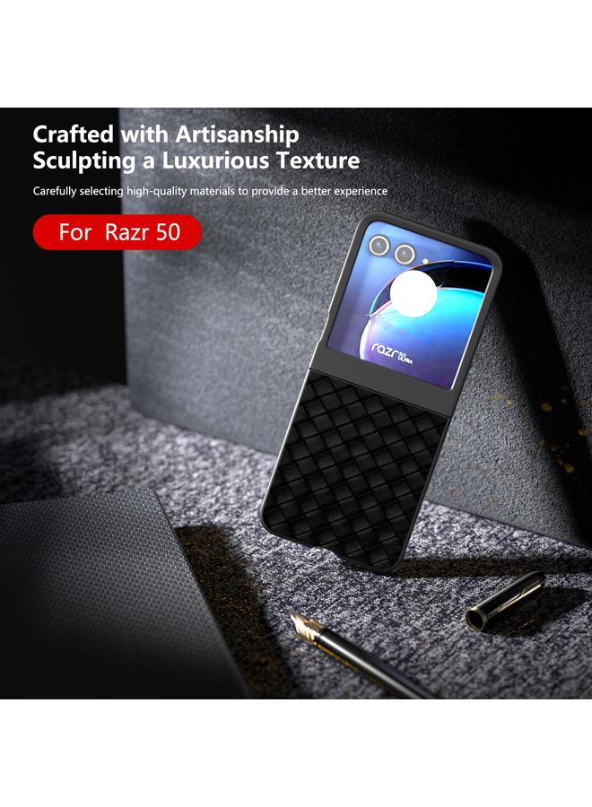 اس-توب جراب لهاتف موتورولا رازر 50، جراب هاتف من البولي يوريثان بإطار أسود وملمس منسوج - Image 3