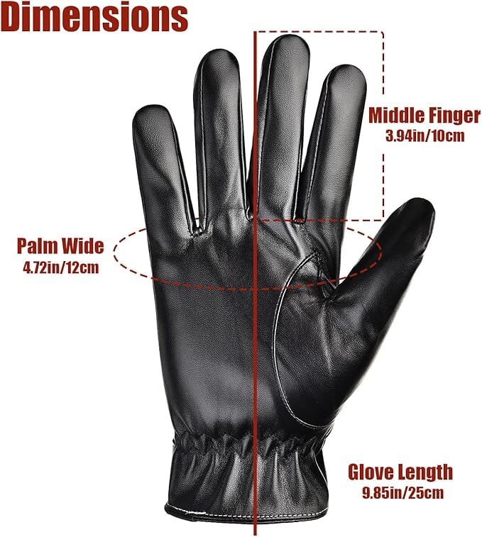 Alexvyan Snow Proof 1 Pair Black Soft Leather Warm Winter Protective Riding Gloves for Cycling Byke Bike Motorcycle for Men, Boys, Male Gents (Universal Size) - Image 3