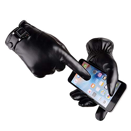 Alexvyan Snow Proof 1 Pair Black Soft Leather Warm Winter Protective Riding Gloves for Cycling Byke Bike Motorcycle for Men, Boys, Male Gents (Universal Size) - Image 2