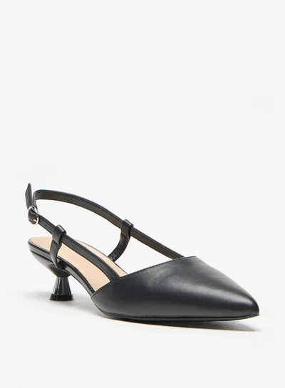 Flora Bella By Shoexpress Solid Slingback Shoes with Kitten Heels and Buckle Closure
