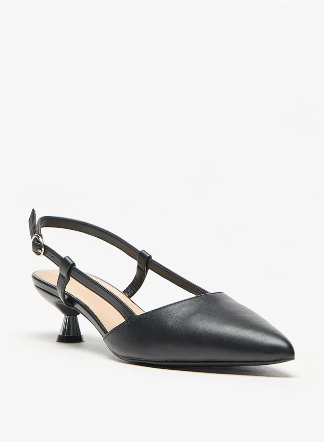 Flora Bella By Shoexpress Solid Slingback Shoes with Kitten Heels and Buckle Closure