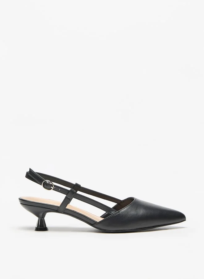 Flora Bella By Shoexpress Solid Slingback Shoes with Kitten Heels and Buckle Closure