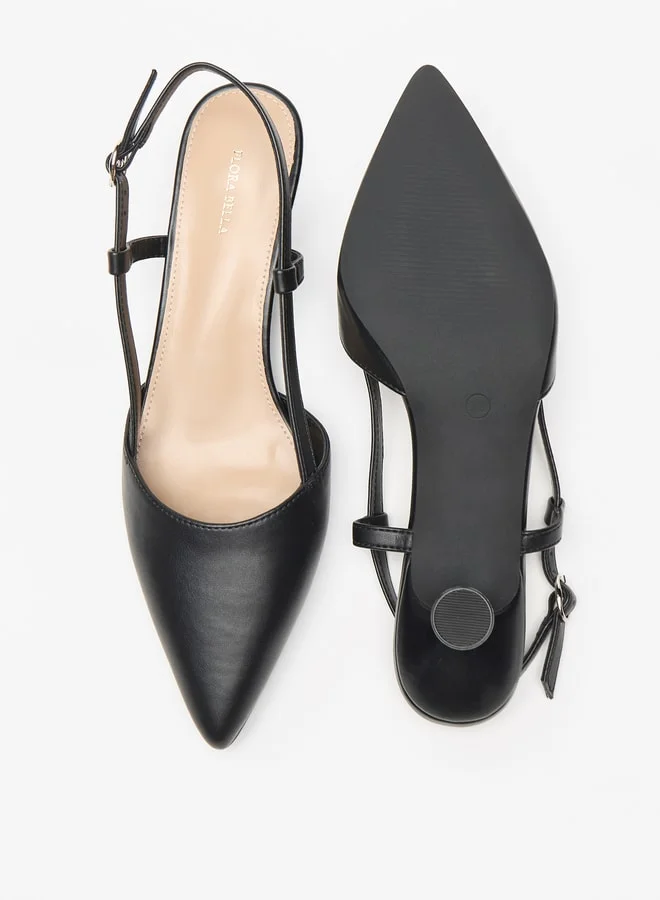 Flora Bella By Shoexpress Solid Slingback Shoes with Kitten Heels and Buckle Closure
