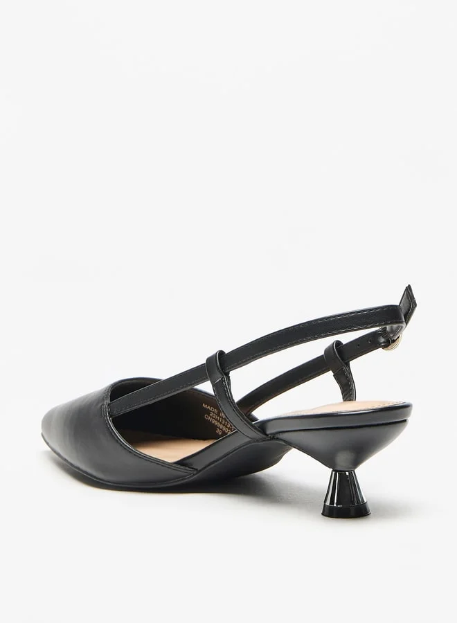 Flora Bella By Shoexpress Solid Slingback Shoes with Kitten Heels and Buckle Closure