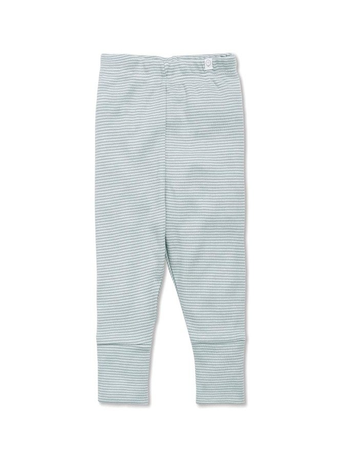 MORI Baby Luxurious Leggings in Blue Stripe with Elasticated Waist - Viscose from Bamboo - Breathable Everyday Bottoms - 0-3 Months - Image 1