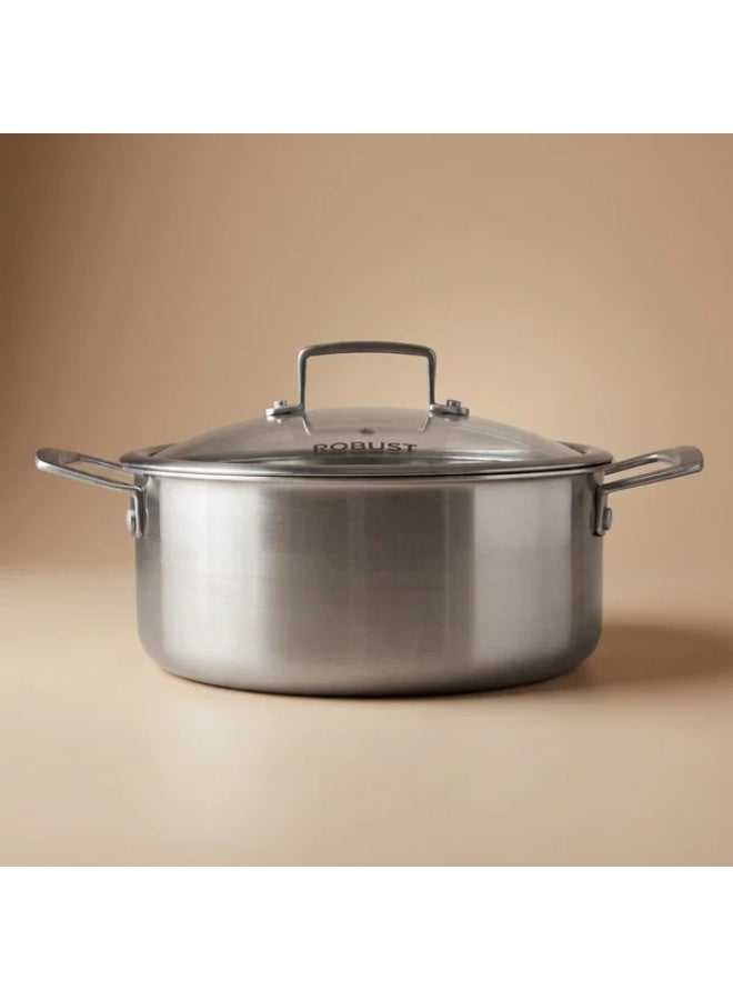ROBUST Stainless Steel Saucepan with Glass Lid, 20 cm, 2.5 L - Silver - Image 1