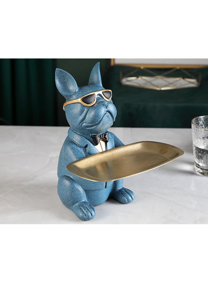 General 1-Piece Decorative Convenient Cool Bulldog Statue Blue  - Image 3