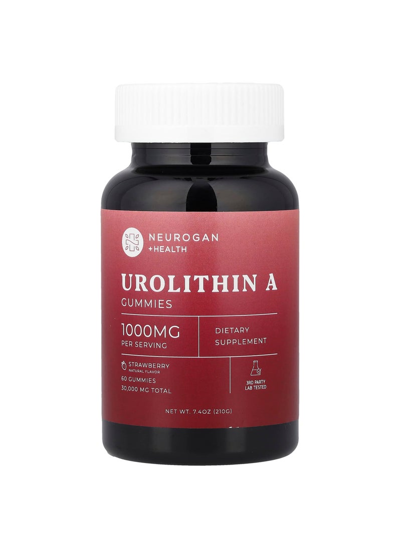 Urolithin A Gummies, Strawberry, 60 Gummies (500 mg per Gummy)