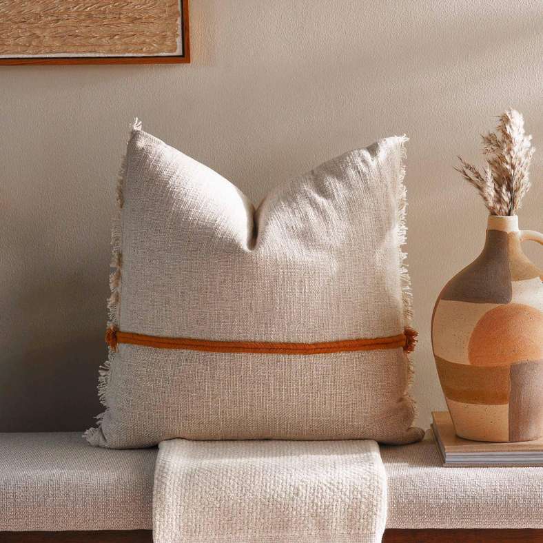 Pan Home Textured Cushion with Rust Accent - 50x50 cm