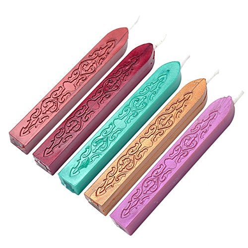 Yoption Wax Seal Sticks, Yoption 5 Pcs Totem Fire Manuscript Sealing Seal Wax Sticks with Wicks Multi-Color Cord Wick Sealing Wax for Postage Letter Retro Vintage Wax Seal Stamp (Five Mix Color) - Image 1