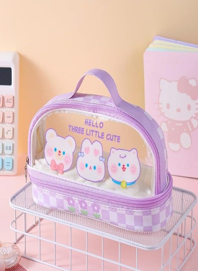 ZQBIEE Transparent Kids’ Pencil Pouch Cute, Durable, Lightweight, Spacious, School and Travel Use Soft Pencil Pouch for Boys & Girls (Purple) - Image 3
