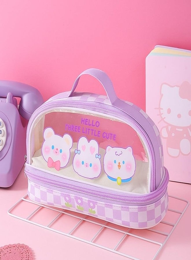 ZQBIEE Transparent Kids’ Pencil Pouch Cute, Durable, Lightweight, Spacious, School and Travel Use Soft Pencil Pouch for Boys & Girls (Purple) - Image 2