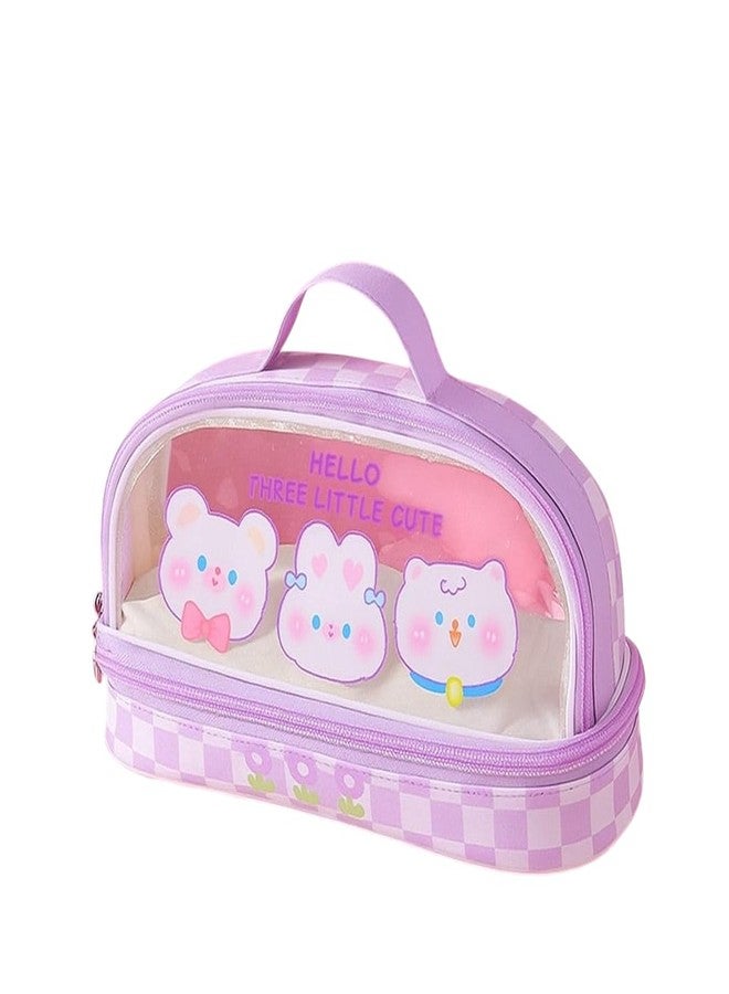 ZQBIEE Transparent Kids’ Pencil Pouch Cute, Durable, Lightweight, Spacious, School and Travel Use Soft Pencil Pouch for Boys & Girls (Purple) - Image 1
