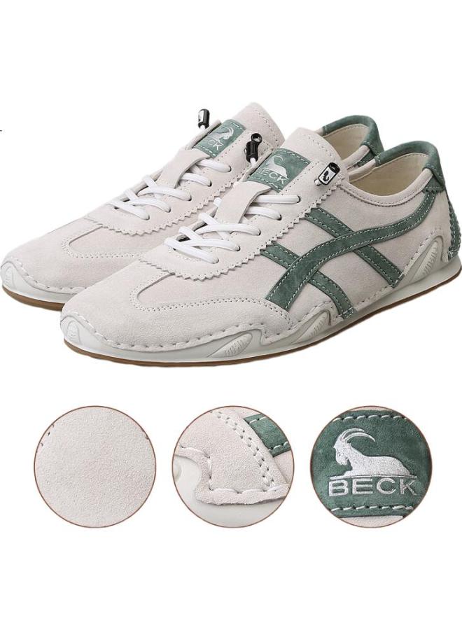 Beck Ram Men'S Summer Breathable Casual Shoes Genuine Leather Thin Classic Forrest Gump Shoes Men'S Board Shoes New White Green Size 43 - Image 2
