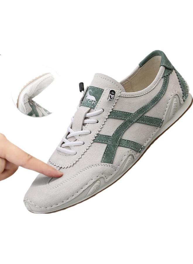 Beck Ram Men'S Summer Breathable Casual Shoes Genuine Leather Thin Classic Forrest Gump Shoes Men'S Board Shoes New White Green Size 43 - Image 3