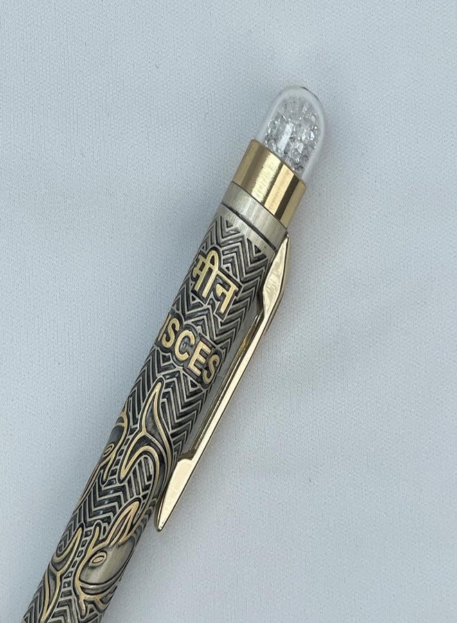 Giftana قلم جيفتانا راشي مع علبة هدايا للأب أو الصديق - قلم حبر جاف معدني منقوش عليه رمز البرج | أقلام فلكية | هدية برج للرجال والنساء، هدية عيد ميلاد، حبر أزرق (برج الحوت) - Image 3