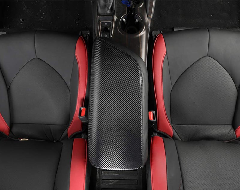 INTGET Car Center Console Armrest Cover for Toyota Camry Accessories 2018-2024 2019 2020 2021 2022 2023 Interior Leather Elbow Arm Rest Cover Middle Console Box Lid Protector (Carbon Fiber Texture) - Image 2