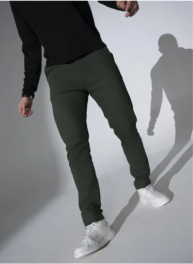 هوبرهولمي Green Slim Fit Solid Chinos for Men