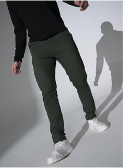 Hubberholme Green Slim Fit Solid Chinos for Men  - Image 2
