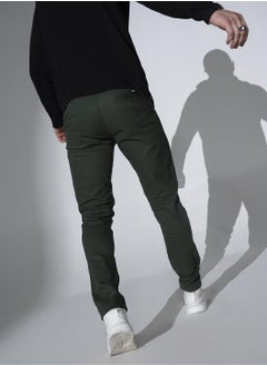 Hubberholme Green Slim Fit Solid Chinos for Men  - Image 3