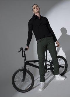 Hubberholme Green Slim Fit Solid Chinos for Men  - Image 5