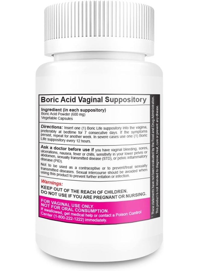 NutraBlast Boric Acid Vaginal Suppositories - 30 Count, 600mg - Boric Life Intimate Health Support - Image 2